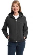 Port Authority® Ladies Textured Hooded Soft Shell Jacket